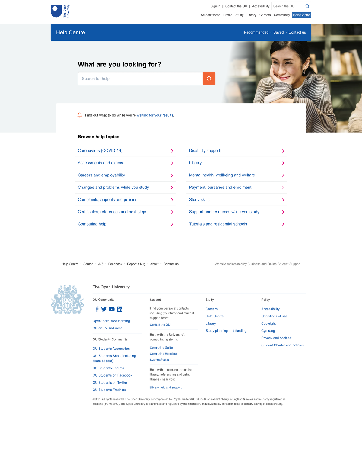Help Centre home page.