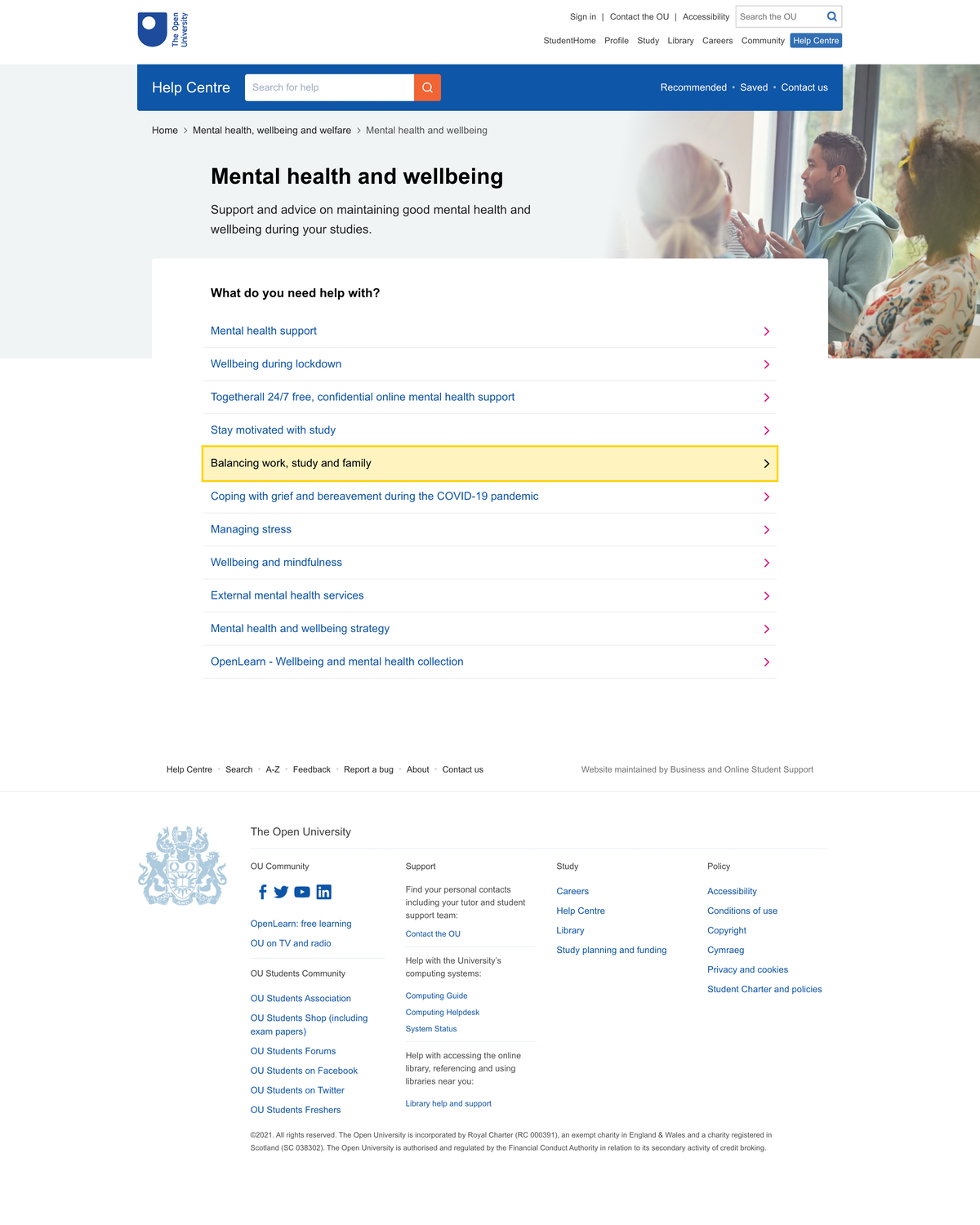 Help Centre topic page.